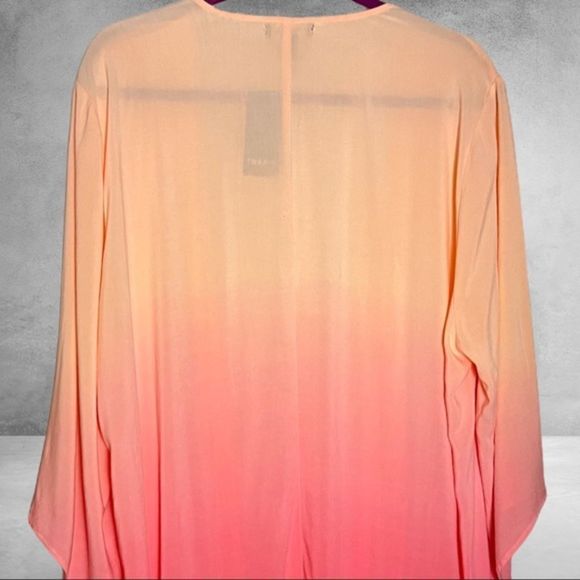 Torrid Chiffon Dip Dye Coral Drape Front Kimono NWT - Picture 14 of 15